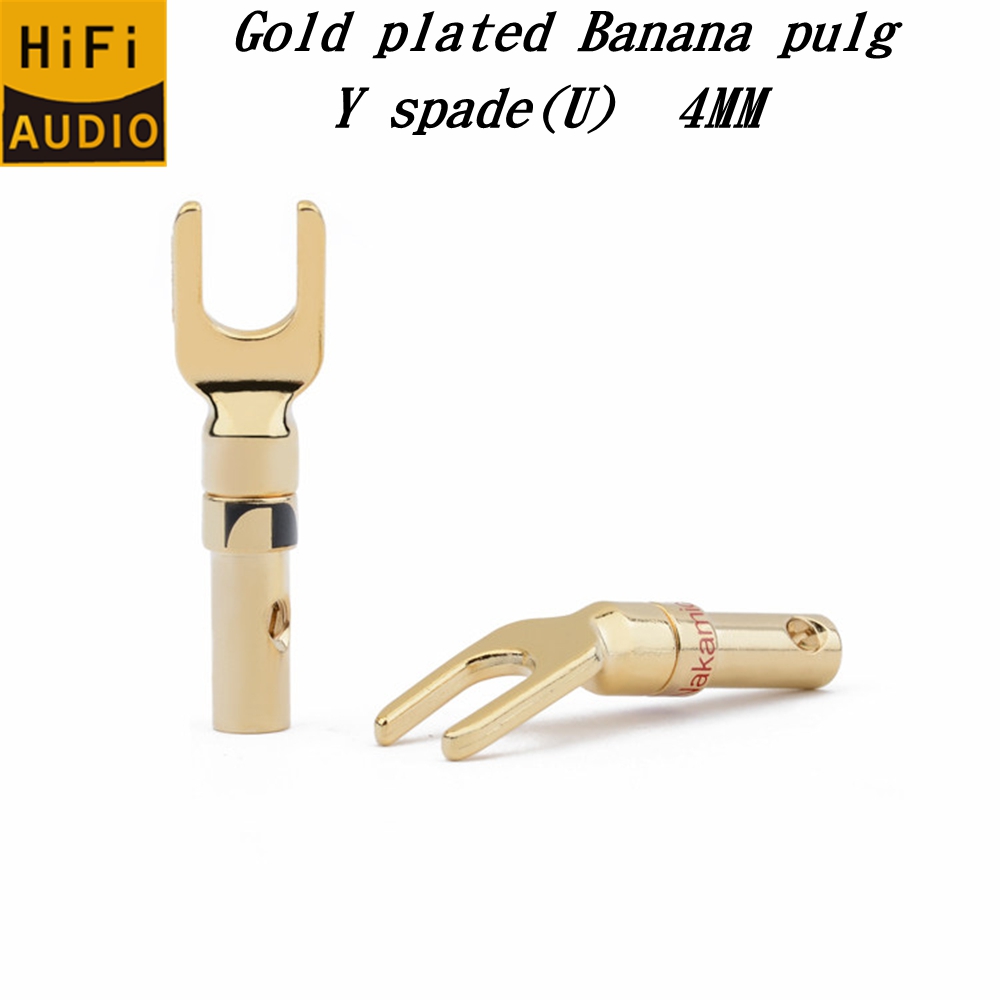 Banana Plug - 4Pcs Gold Plated Y U Shape